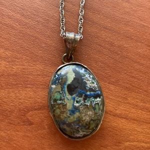 Blue green agate necklace